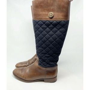 Tory Burch Rosalie Quilted Fabric Riding Boots